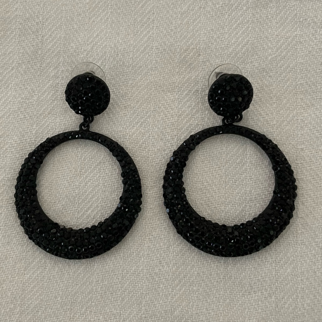 White House Black Market Black Beaded Hoop Earrings